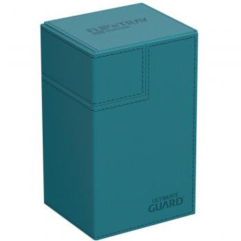Ultimate Guard Flip'n'Tray 80+ Xenoskin Monocolor Gasolina Azul - Caja de tarjetas para 80 unidades, diseño flip'n'tray, material Xenoskin, color gasolina azul