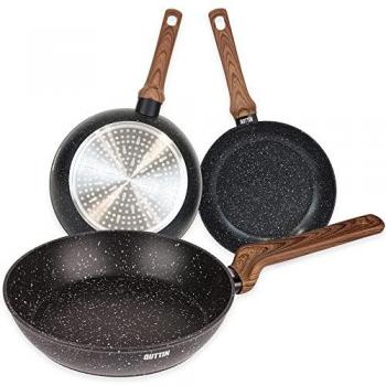 Quttin - Sartén 26 cm Aluminio Forjado con Mango de Acero Inoxidable - Industria Ecológica, Antiadherente, Doble Capa, Resistente, Duradera, Compatible con todo tipo de coc