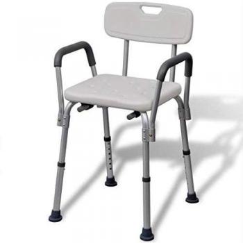 vidaXL Lightweight Aluminium White Shower Chair with Armrests