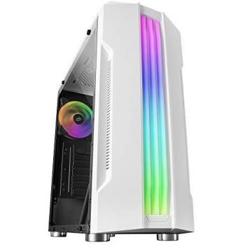 Mars Gaming MCKW, Caja PC ATX, Triple Franja LED, Ventilador Trasero 12cm, Blanco