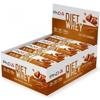 PHD Nutrition Diet Whey - Barritas nutricionales de suero para dietas altas en proteínas, bajas en azúcar, bajas en carbohidratos, con sabor caramelo salado, 12 x 65g
