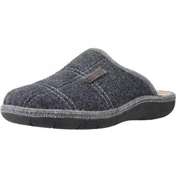 Zapatilla casa para hombre Vulladi mod. 5891 en lana acrílica, sin cordones, color gris, talla 42