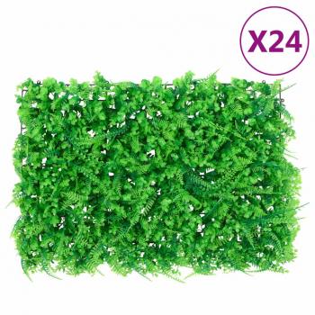 vidaXL Artificial Fern Leaf Fence 24 pcs Green 40x60 cm