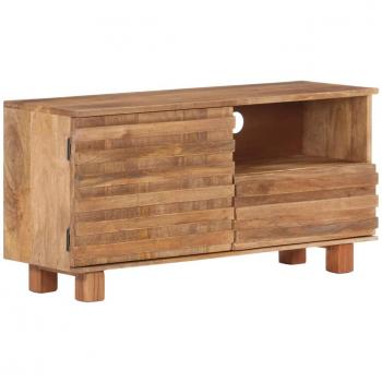 Mueble de TV de madera maciza de mango 90x30x45 cm Marrón