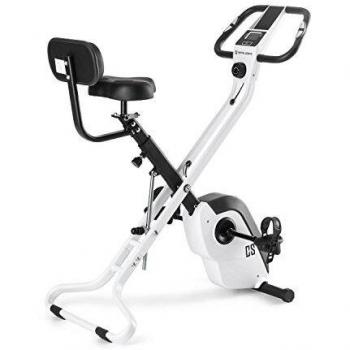 Capital Sports Azura X2 - Bicicleta estática, Pulsómetro en Manillar, Sistema Plegable, Rotor de 4 kg, 7 Niveles de Altura, Peso máx. 120 kg, 8 Niveles Resistencia, Respaldo, Blanco