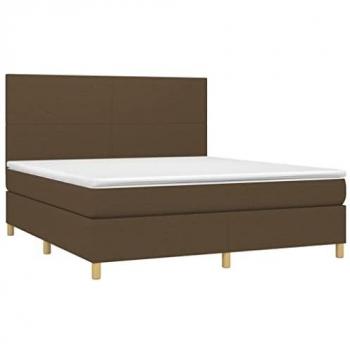 Cama box spring colchón luces LED tela marrón oscuro 160x200cm