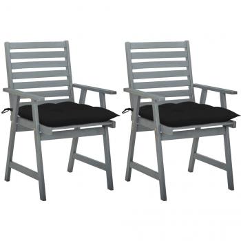 vidaXL - Sillas de comedor jardín 2 uds madera maciza acacia con cojines