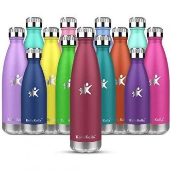 KollyKolla Botella de Agua Acero Inoxidable, Termo Sin BPA Ecológica, Botellas Termica Reutilizable Frascos Térmicos para Niños & Adultos, Deporte, Oficina, Yoga, Ciclismo,