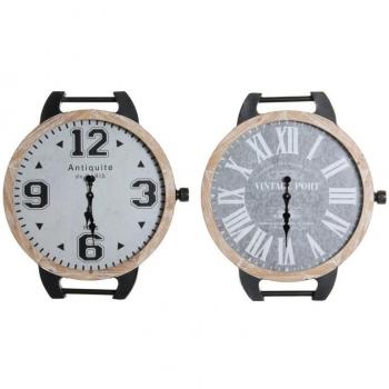 Reloj de Mesa DKD Home Decor RE-180394 De muñeca Negro Gris Multicolor Natural Metal Cristal Vintage 65 x 7 x 74 cm (2 Unidades)