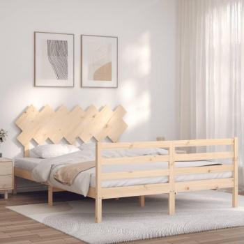 Cabecero de madera maciza 140x190 cm con estructura de cama Vidaxl Marrón