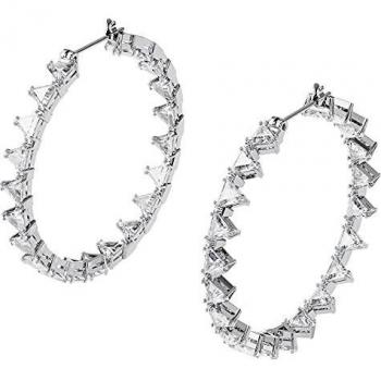 Swarovski Millenia Triangle Hoop Earrings, White, Rhodium-plated, Gray female, Size: ONE SIZE
