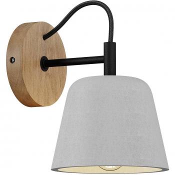 Aplique de pared Lucande Kalinda, gris, hormigón, 20 cm de altura, E14