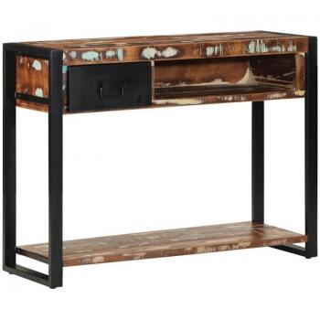 Mesa Consola Multicolor de Madera Maciza Reciclada 100x35x75 cm