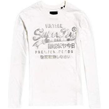 Superdry Premium Goods - Camiseta de Manga Larga metálica - Blanco - 36