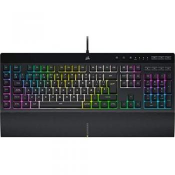 Corsair K55 RGB PRO XT Teclado para Juegos con Teclas de Membrana, Retroiluminación RGB Dinámica, 6 Teclas Macro con Integración el Software Elgato, Resistencia al Polvo y los Derrames, QWERTY, Negro