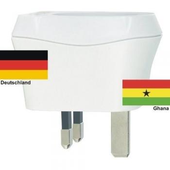 Reise-SK - Adaptador Ghana a Alemania, Enchufe Schuko 230 V, conversión Conector GH de D