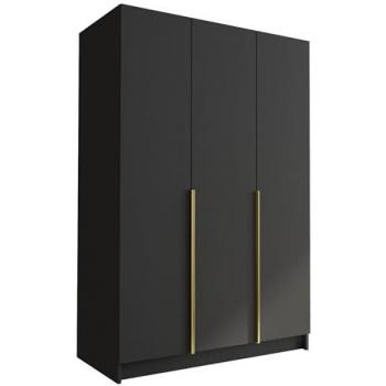 Armario Atlanta 205, Negro y Dorado, 215x150x58cm, Puertas con Bisagras