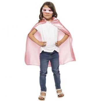 Set de Superheroína Rosa Infantil: Capa y Antifaz