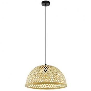 Lámpara Colgante Vintage Claverdon LED Negra y Madera 1xE27 49.5cm