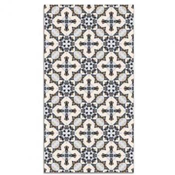 Alfombra Vinílica Baldosín Estilo Oriental Antideslizante e Ignífuga Gris 80x250 cm