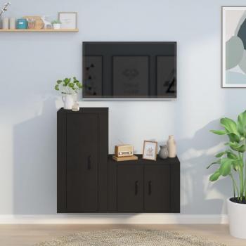 Set de muebles para TV 2 piezas negro madera multicapa