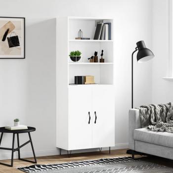 Aparador alto de madera contrachapada blanco 69,5x34x180 cm