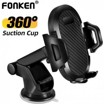 Soporte para teléfono de automóvil con ventosa de vidrio escalable, soporte móvil para smartphone y GPS, automático, color negro