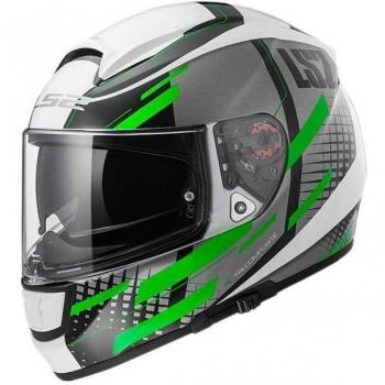 LS2 Casco Moto FF397 vector FT2 Bit, blanco/Titanium Green, XXS