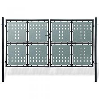 vidaXL Verja negra con dos puertas de entrada dimensiones 300x200cm con 3 llaves