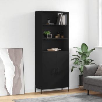 Alacena aparador alto de madera contrachapada multicapa negro 69,5x34x180 cm