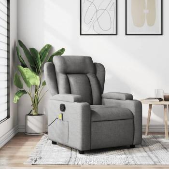 Silla de masaje reclinable gris oscuro en tela con función de calor, múltiples modos de masaje, reposapiés ajustable y diseño ergonómico