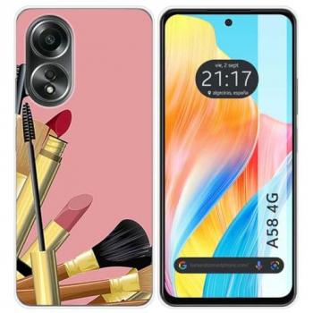 Funda de Silicona para Oppo A58 4G con Diseño de Brochas y Dibujos