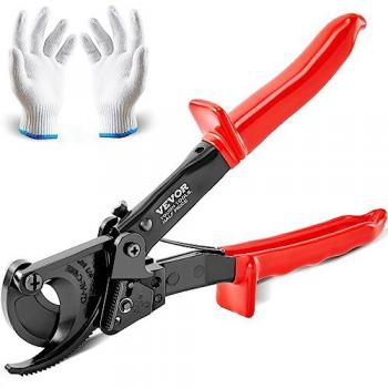Vevor 10-Inch Ratcheting Cable Cutter with Comfortable Handles, Quick Release Lever, Cuts Up to 240mm²