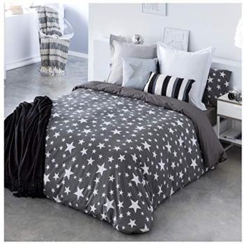 Funda Nórdica GIVETTE de Algodón 100% Gris Oscuro con Fundas de Almohada para Cama de 200 cm