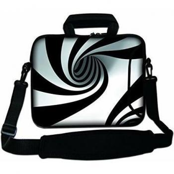 LUXBURG® 15 Pulgadas Bolso de hombro con diseño, Funda con Bandolera en Neopreno para Ordenador Portátil - Vórtice B&N