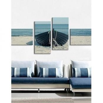 LY&HYL lona estirada barco orilla arte conjunto de 4 , 16 x 31