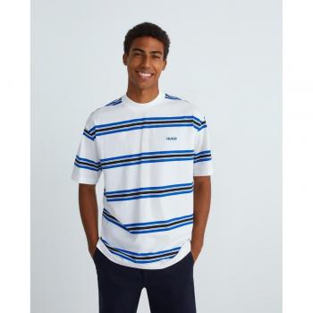 Hugo Blue - Camiseta de hombre manga corta rayas, HUGO Camiseta Blanca 50511001-100 para Hombre
