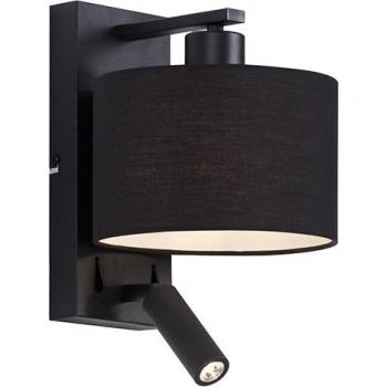 Lámpara de pared moderna redonda negra con lámpara de lectura LED - Puglia