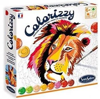 Sentosphere-Colorizzy-Kit de Pintura por números para niños, diseño de león y Jirafa, Multicolor, Juego de 14 Piezas 3904500