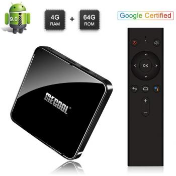 Sidiwen Mecool KM3 Android 9.0 TV Box con Control Remoto de Voz Google Certified 4GB RAM 64GB ROM Amlogic S905X2 Quad Core Dual WiFi 2.4G/5G Ethernet Bluetooth USB 3.0 Soporte 3D 4K HDR Ultra HD