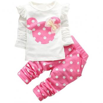 MIOIM® 2pcs Ropa Conjuntos Tops Camiseta Manga Larga Lunares para Bebés Infantil Niñas Camiseta De Impreso + Pantalones Larga de Algodón