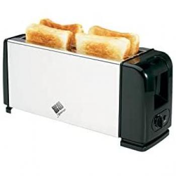 Tostador de Acero Inoxidable para 4 Rebanadas – Calentamiento Rápido, 6 Niveles de Tostado y Botón de Parada 1200W