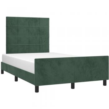 Estructura de cama con cabecero de terciopelo verde oscuro 120x190 cm
