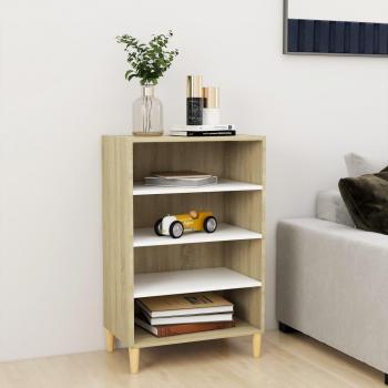 Aparador de aglomerado blanco y roble Sonoma 57x35x90 cm madera multicapa