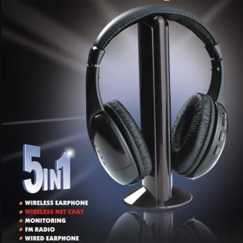 Auriculares Inalámbricos 5 en 1 con Micrófono, Wi-Fi y Radio FM