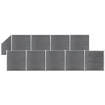 Set de valla 9 cuadradas + 1 oblicua WPC gris 1657x186 cm