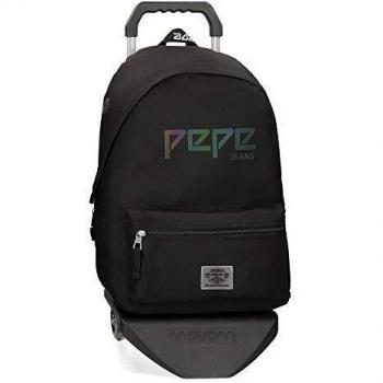 Pepe Jeans, Mochila con Carro, 42 cm, 22.79 Litros, Negro