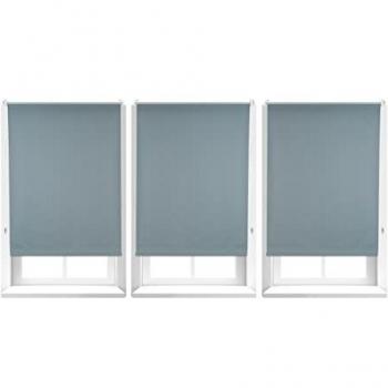 Set de 3 Estores Opacos Térmicos Enrollables Sin Taladrar con Cadena, 80 x 160 cm, Gris