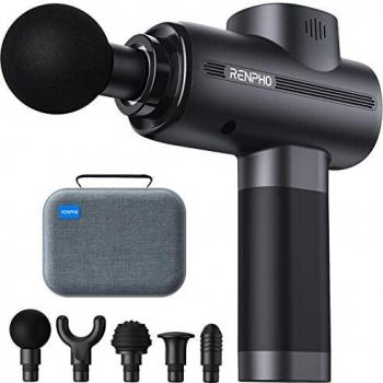 Massage Gun, RENPHO Massage Gun Deep Tissue Muscle Massage Gun 3200rpm Motor Massager with 2500mAh Battery and Portable Case, for Home Office Workout Full Body Muscle Massage Relax, Black