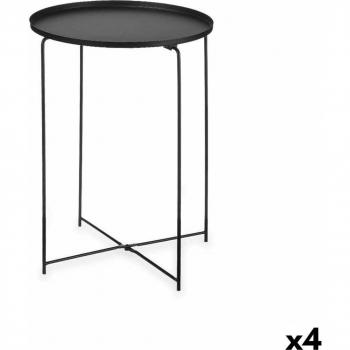 Mesita Auxiliar Redonda de Metal Negro - 35 x 50,5 x 35 cm - Pack de 4 Unidades